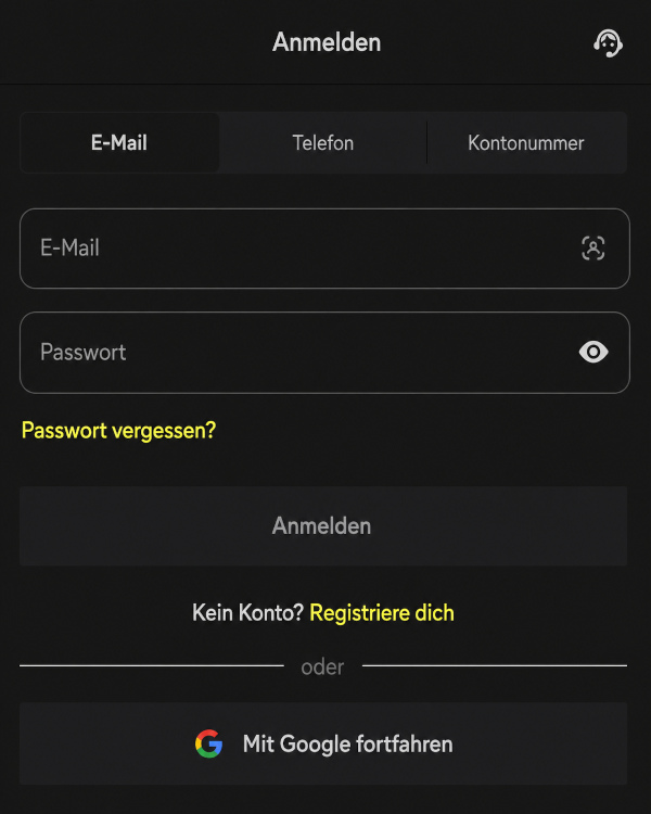 Autorisierungsprozess des Kontos