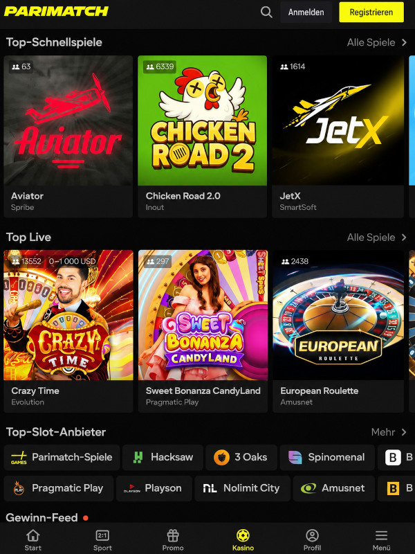 Offizielle Website des Buchmachers und Casinos Parimatch